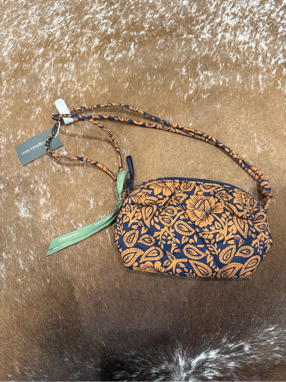 Vera Bradley Navy Orange Floral Small Crossbody Bag NWT